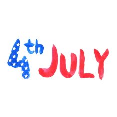 Watercolor text 4th july Vector N2
