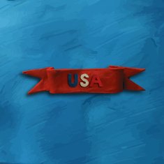 Red Ribbon with text USA