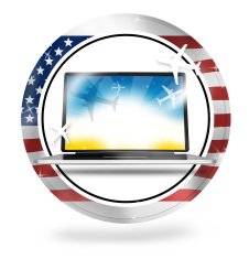 Computer Travel Planes USA Round Border Isolated