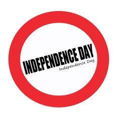 Independence day black stamp text on white