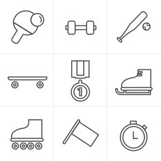 Line Icons Style Set of monochromatic simple sports icons