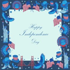 Frame with USA symbols in flat style