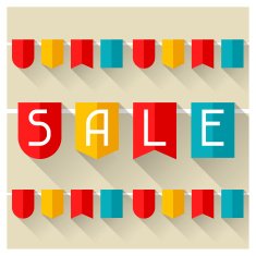 Sale and shopping advertising poster in flat design style
