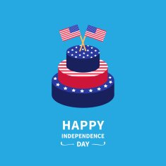 Cake with star and strip two flags Independence day Flat