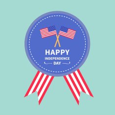 Badge with ribbons Award icon flags Happy independence day Flat