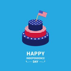 Cake with star and strip flag Happy independence day Flat