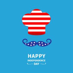 Chef hat and big mustache Menu Happy independence day Flat