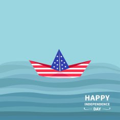 Happy independence day Paper boat ocean Flat