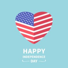 Heart shape flag Star and strip Happy independence day Flat