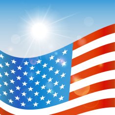 U S flag and the sun Independence Day - July