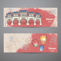 Set horizontal banners with the image of lanterns desires and