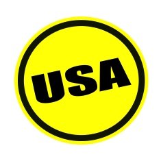 USA black stamp text on yellow