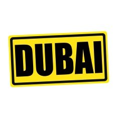 Dubai black stamp text on yellow
