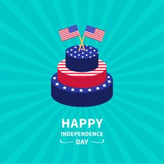 Cake star strip Two flags Sunburst Independence day Flat