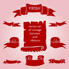 set of vintage ribbons and banners