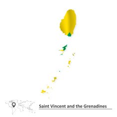Map of Saint Vincent and Grenadines with flag