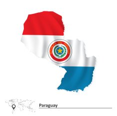 Map of Paraguay with flag
