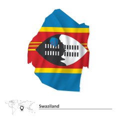 Map of Swaziland with flag