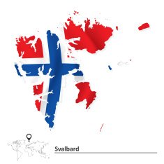 Map of Svalbard with flag