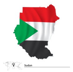 Map of Sudan with flag