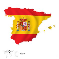 Map of Spain with flag