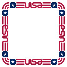 Frame with USA flag colors and symbols for invitation
