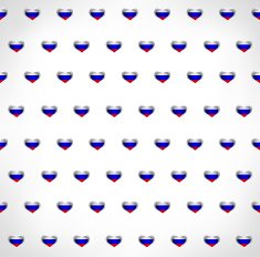 Seamless patriotic background with Russia flag glossy heart shapes N2