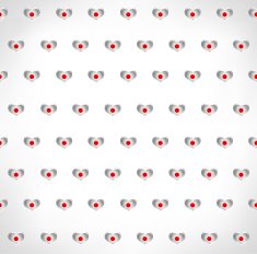 Seamless patriotic background with a Japan flag glossy heart shapes