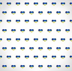Seamless patriotic background with ukrainian flag glossy heart shapes 2