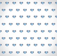 Seamless patriotic background with Greece flag glossy heart shapes