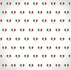 Seamless patriotic background with Italian flag glossy heart shapes