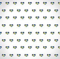 Seamless patriotic background with a Swedish flag glossy heart shapes