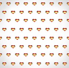 Seamless patriotic background with a Spain flag glossy heart shapes