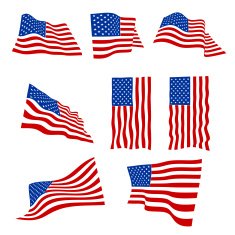 American flag isolated on white background