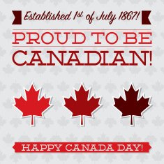 Flat typographic Canada Day card in vector format