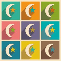 Flat with shadow concept and mobile application Turkish month