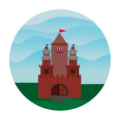 flat Castle a fortress against the backdrop of hills N2