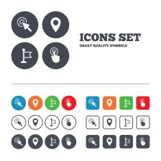 Mouse cursor icon Hand or Flag pointer symbols N16