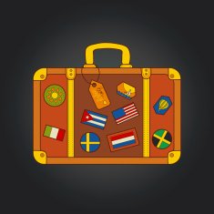 Vector vintage suitcase with stickers