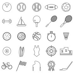 Sport line icons on white background
