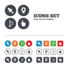 Mouse cursor icon Hand or Flag pointer symbols N17