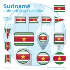 Flag of Suriname icon collection vector illustration