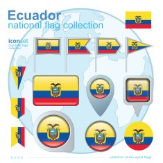 Flag of Ecuador icon collection vector illustration