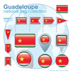 Flag of Guadeloupe icon collection vector illustration