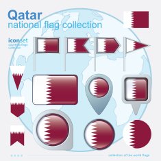 Flag of Qatar icon collection vector illustration
