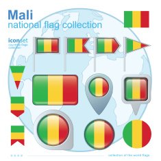 Flag of Mali icon collection vector illustration