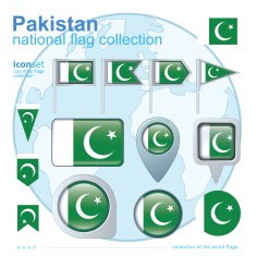 Flag of Pakistan icon collection vector illustration