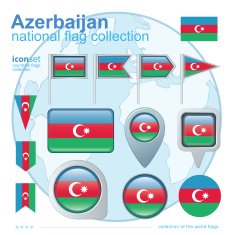 Flag of Azerbaijan icon collection vector illustration
