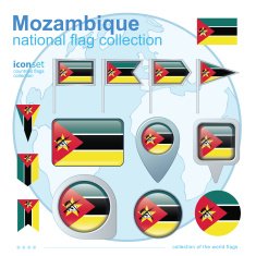 Flag of Mozambique icon collection vector illustration