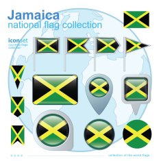 Flag of Jamaica icon collection vector illustration